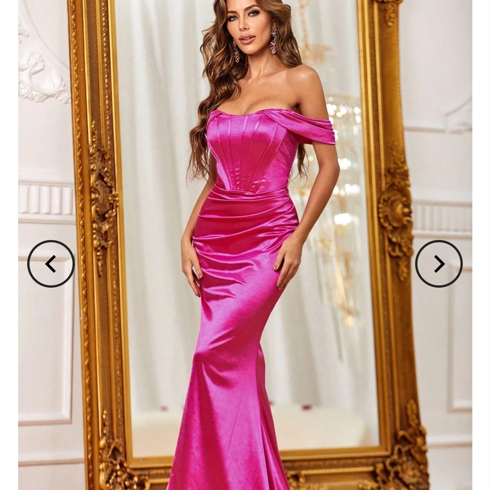 Vibrant Strapless Fuchsia Gown